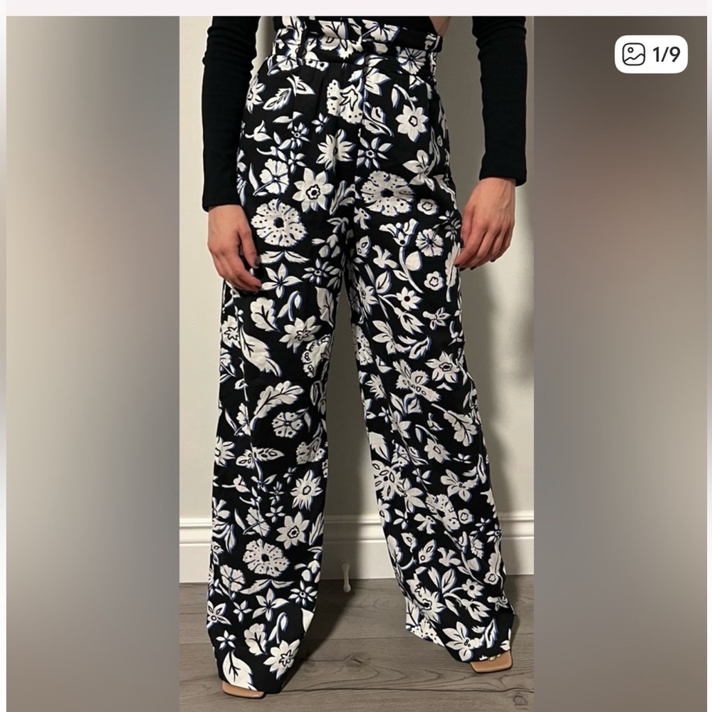 Zara paper bag waist linen blend pants